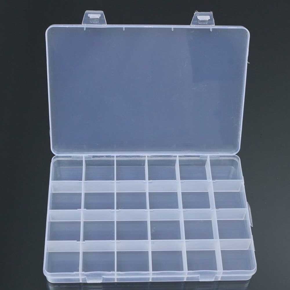 2Pcs 24 Grid Plastic Compartments For Jewelry Bead Organizer Storage Box Case US