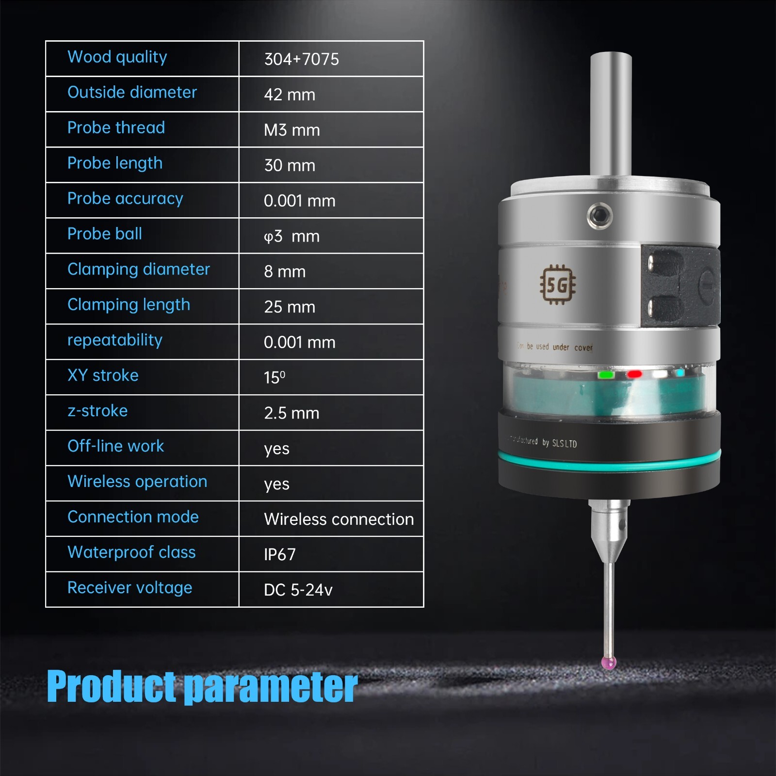 〖US〗 3D Edge Finder Wireless Probe CNC Milling Machining Center 0.001mm Accuracy
