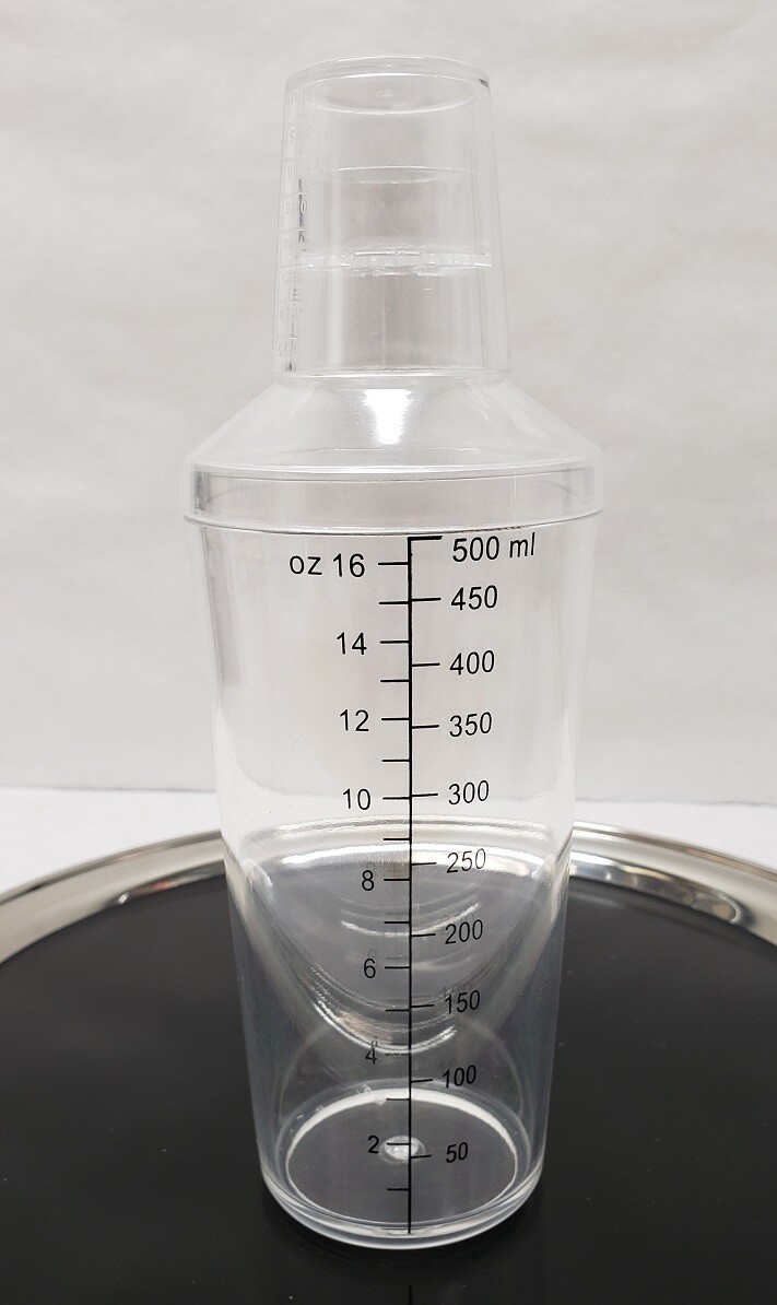 16 oz. Martini Boston CLEAR BAR SHAKER 3-Piece Cocktail Mixer & Measuring Jigger