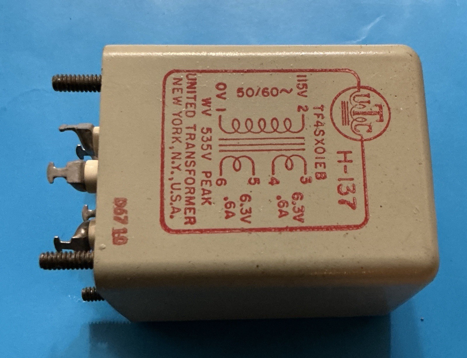 VINTAGE UTC H-137 TRANSISTOR/FILAMENT POWER SUPPLY TRANSFORMER -TF4SX01 EB