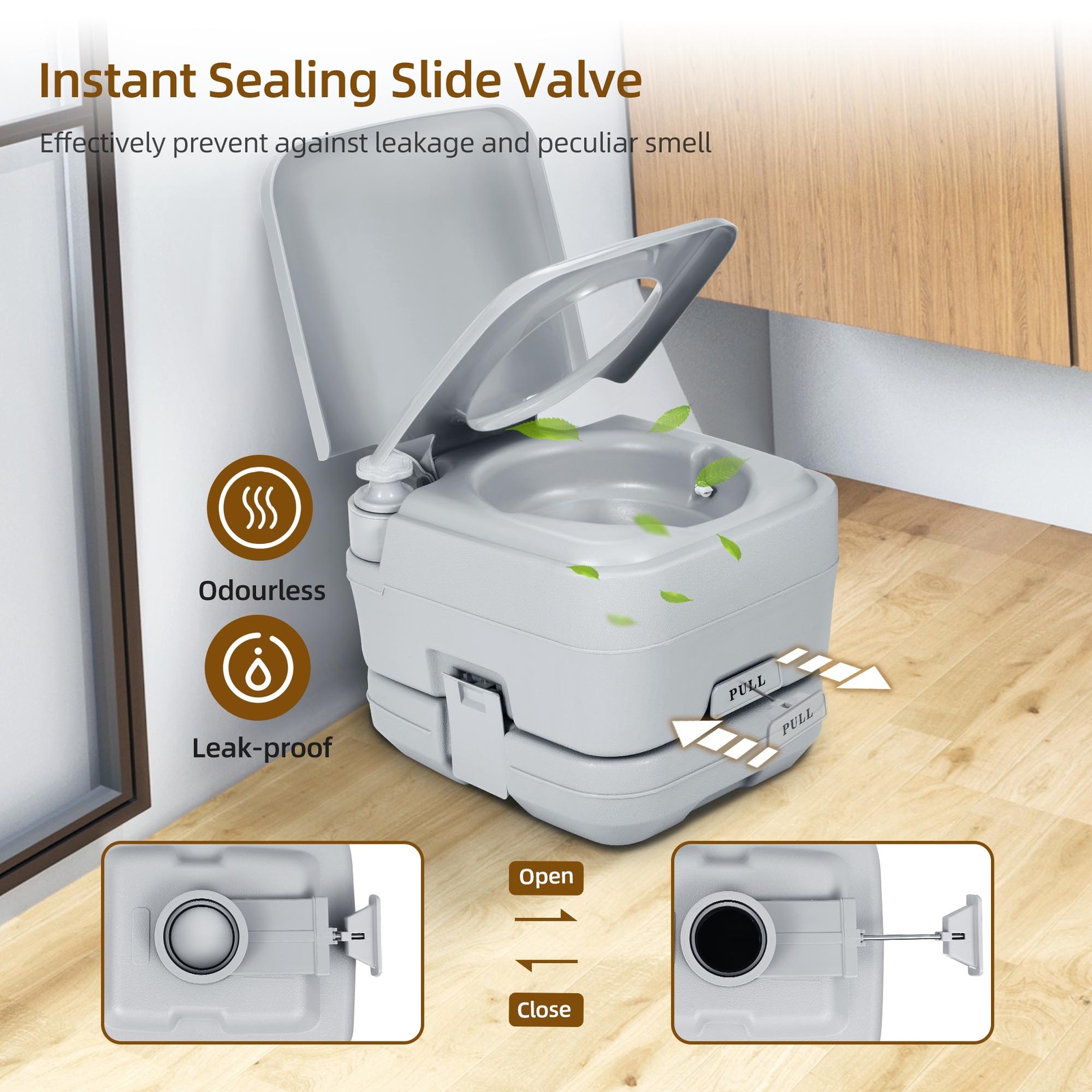 Portable Travel Toilet RV Potty 2.6 Gallon Detachable Tank & Handle Flush Pump