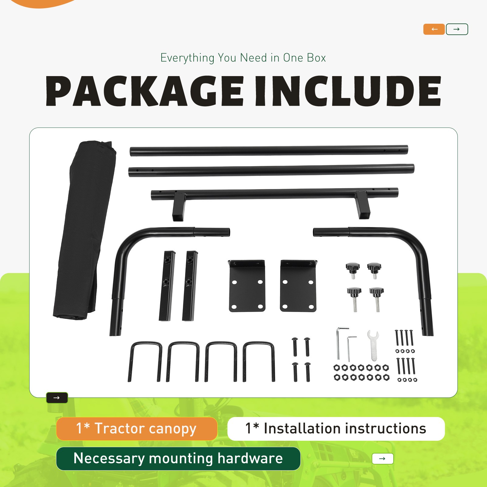 Tractor Canopy Sun Shade Roof Top for Lawn Mower ROPS, UV Cover