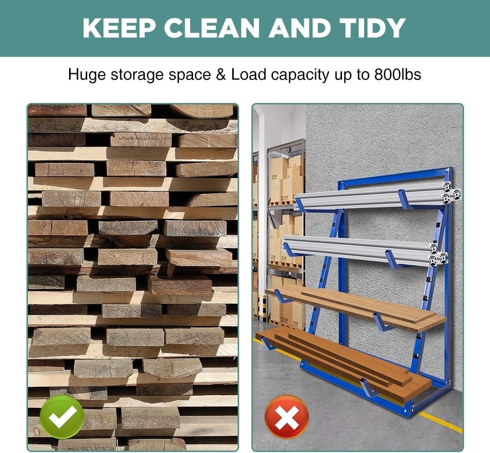 Heavy Duty Steel Horizontal Storage Rack with 4-Level Lumber/Pipe Organizer