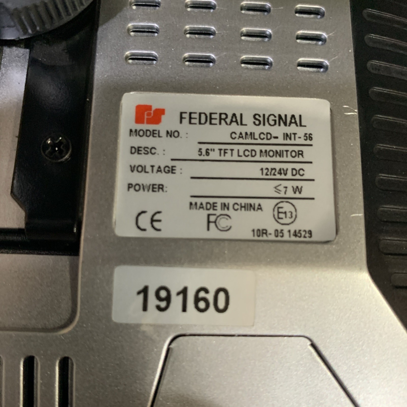 Federal Signal Backup Camera 5.6" Monitor System CAMLCD-INT-56 w/stand NEW