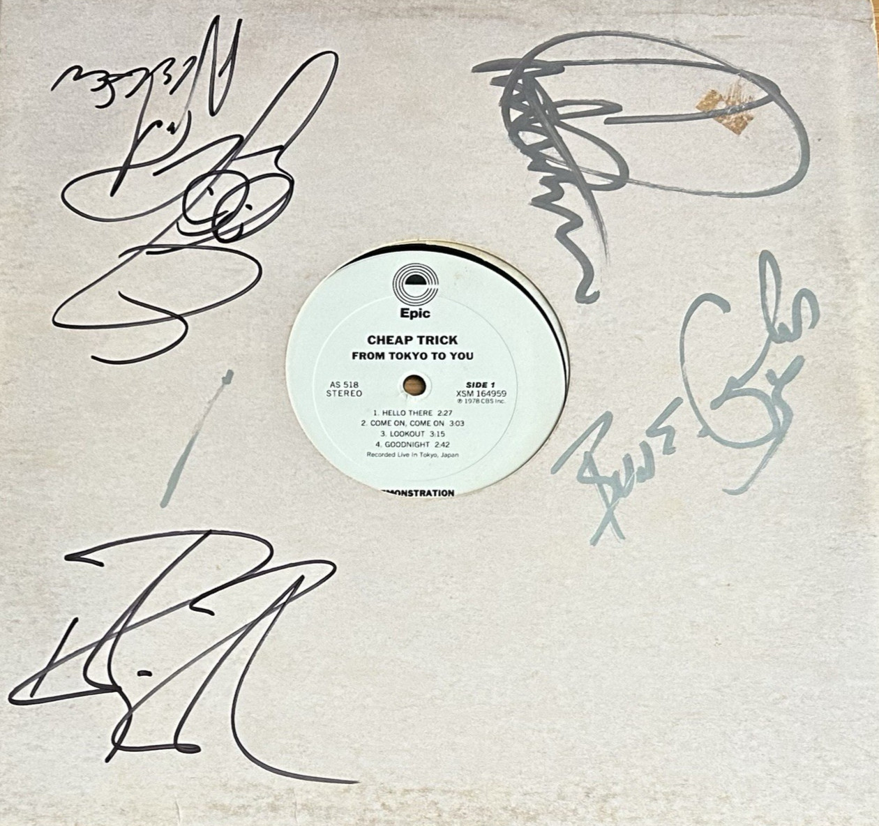 Cheap Trick “From Toyko To You” Promo 12-Inch Vinyl EP - Signed Robin Zander + 3