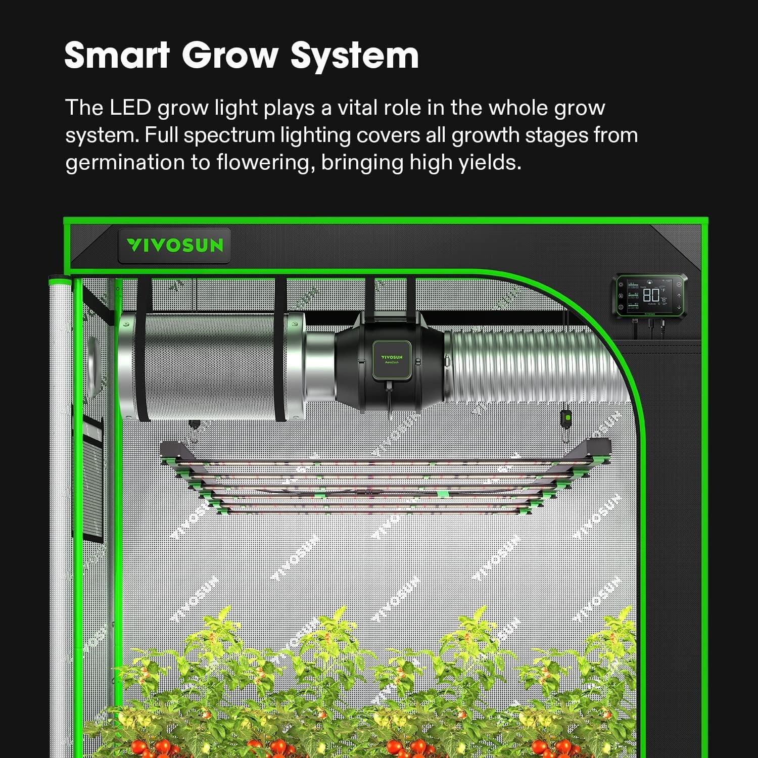 VIVOSUN VSFD6500 Commercial LED Grow Light Bar 5x5ft Indoor Plants Full Spectrum