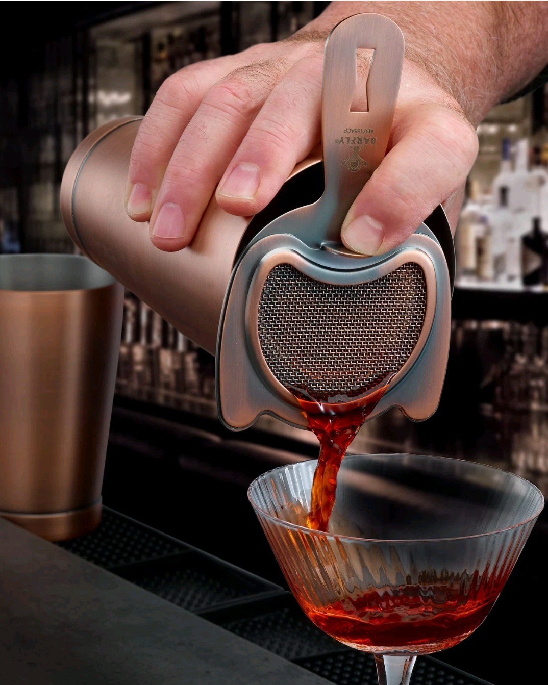 New Mercer Barfly Mixology Gear 6" Fine Mesh Spring Strainer Antique Copper Bar