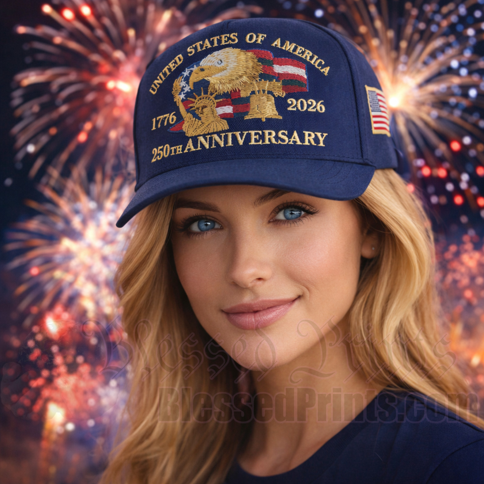 USA 250th Anniversary Hat Cap Eagle 1776 2026 Navy Embroidered Made In USA V1.0
