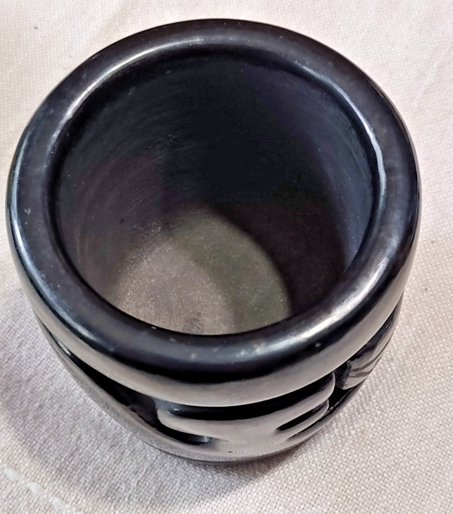 MARGARET TAFOYA SERPENT VASE SANTA CLARA PUEBLO CARVED BLACKWARE POTTERY