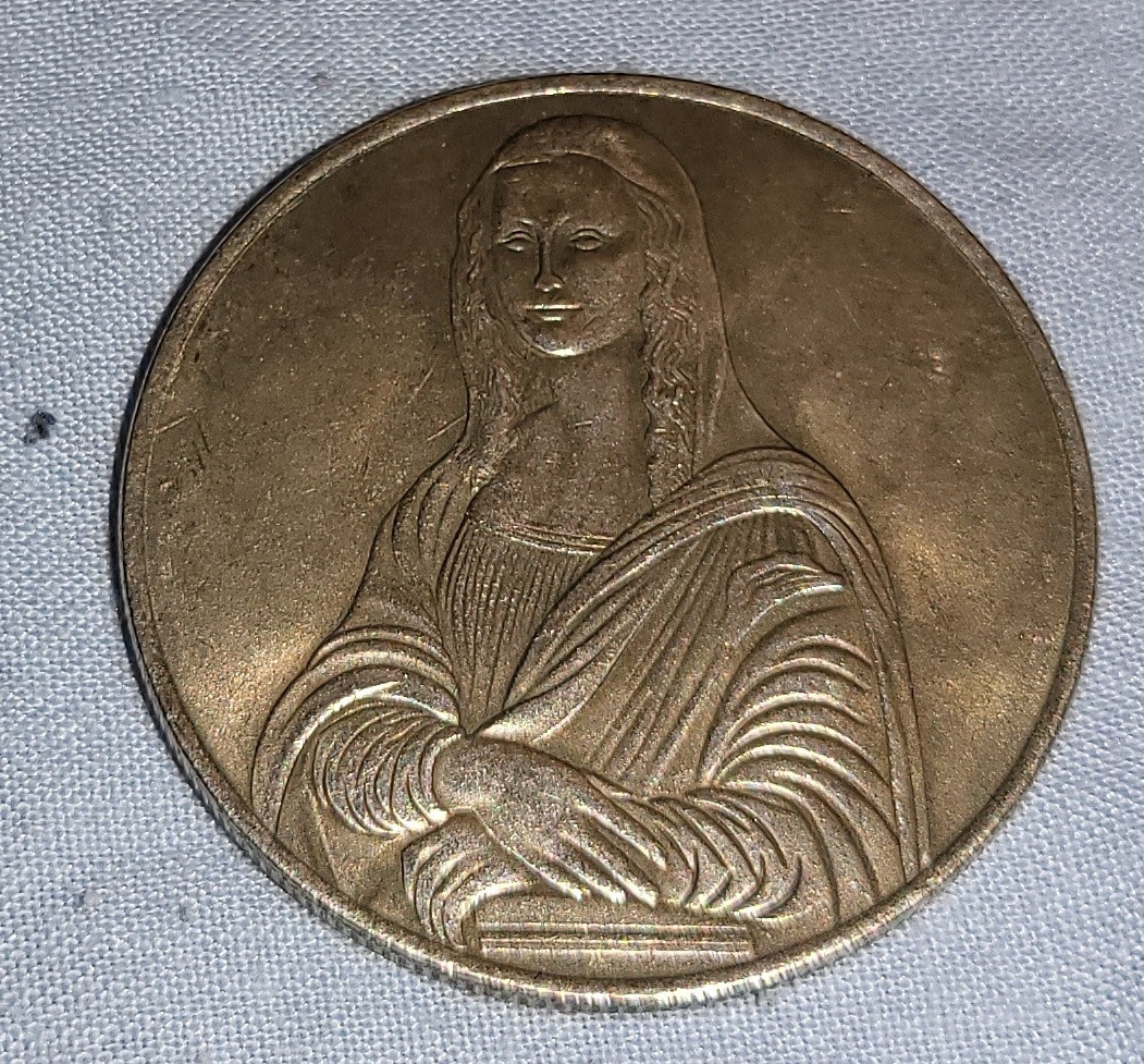 Mona Lisa Silver Coin Leonardo da Vinci Nude Woman Naked Old Louvre Paris Italy