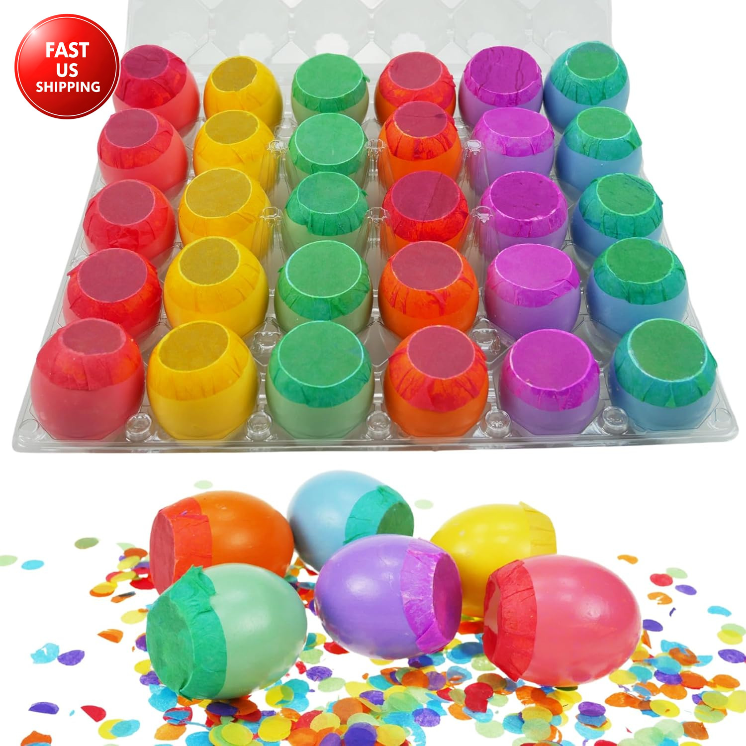 Set of 30Pcs Easter Confetti Eggs Cascarones, Explosion Eggs with Confetti Insid