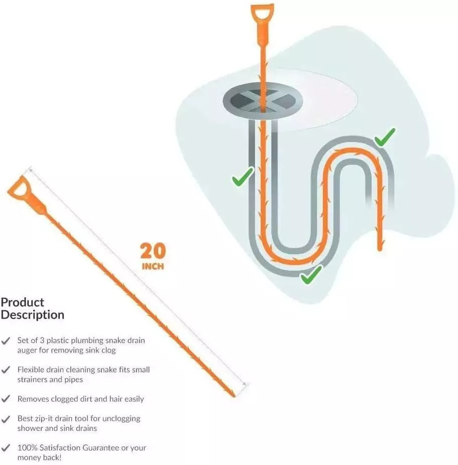 Drain Hair Catcher 20 Inch Drain Snake Shower Drain Hair Trap Clog Remover Lot