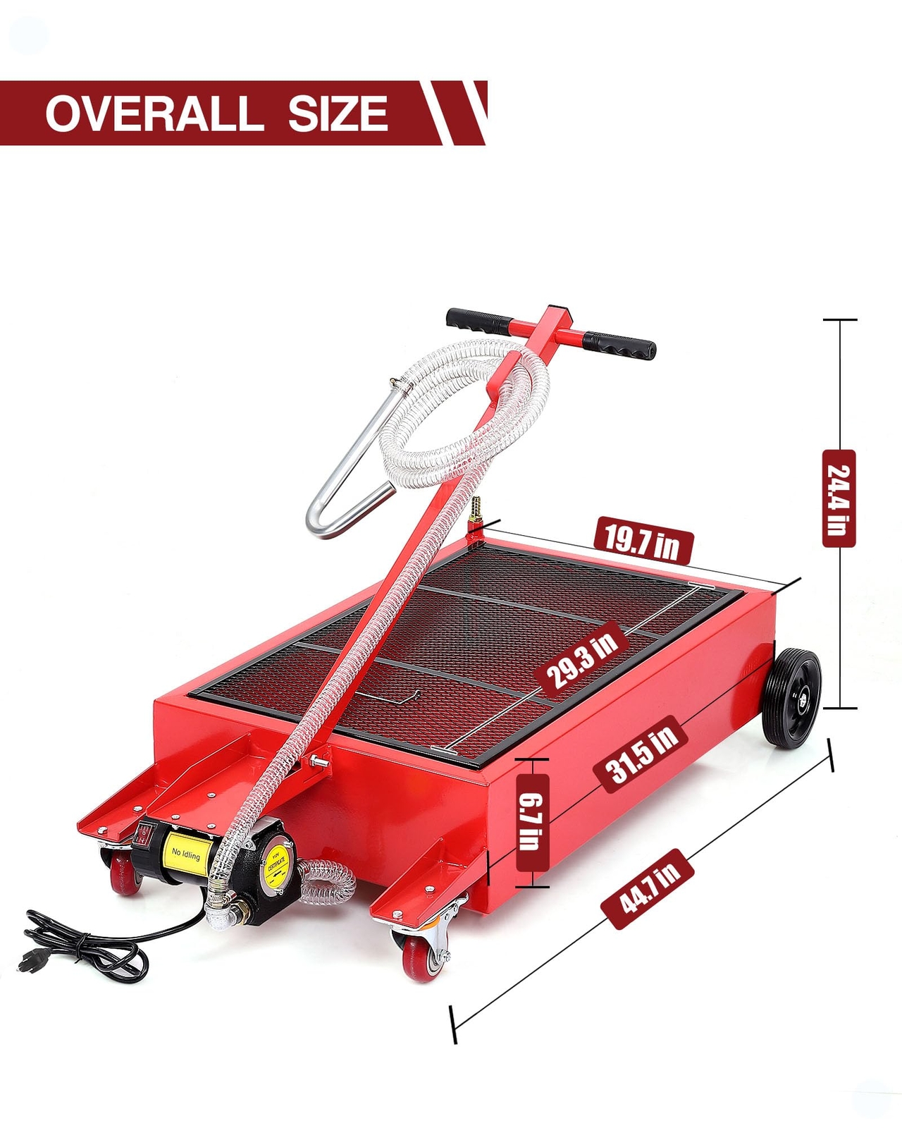 20 Gallon Electric Oil Drain Pan with 110V Pump Hose Low Profile Oil Drain Cart