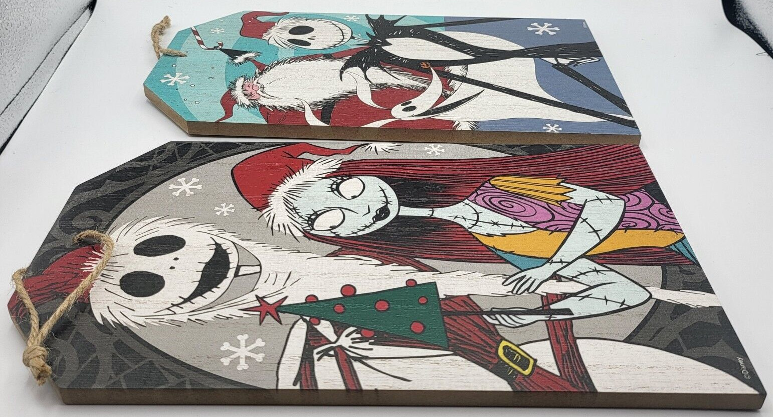 The Nightmare Before Christmas Holiday Jack Sally Zero & Santa Wooden Hang Sign