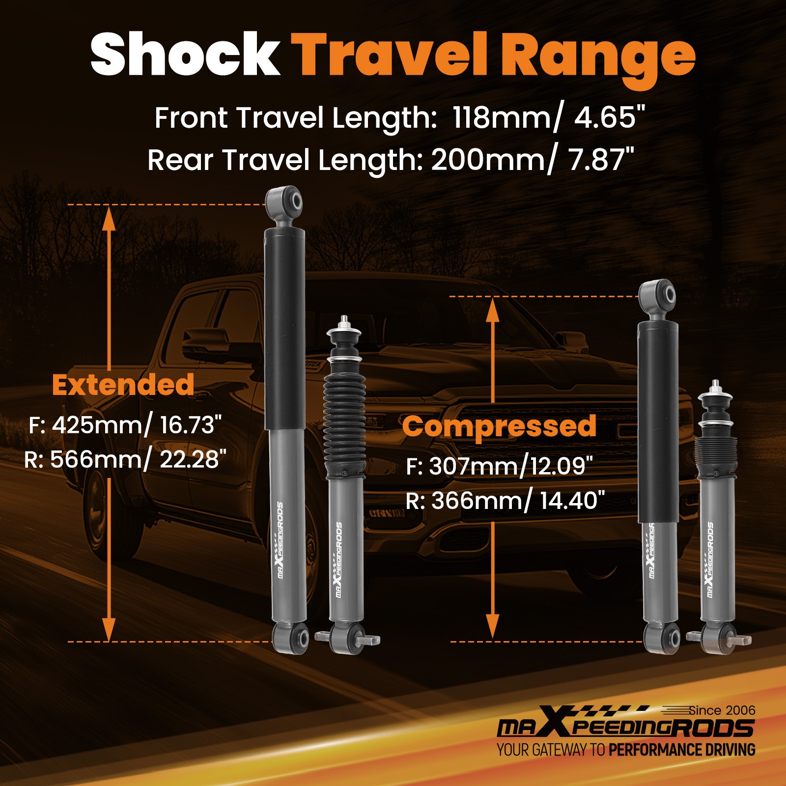Lowering Springs Shocks Drop Kit 2"/4" for Ram 1500 2WD 2009-2024 Standard Cab