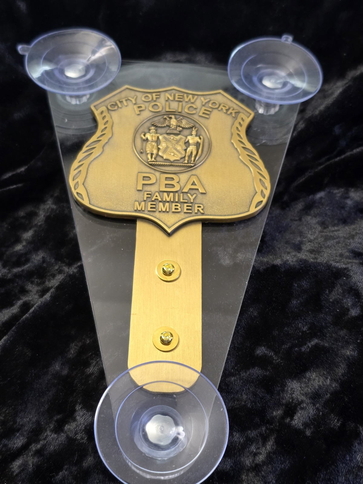 NYPD Windshield Badge Medalion Display. Family Member. Free Shipping.