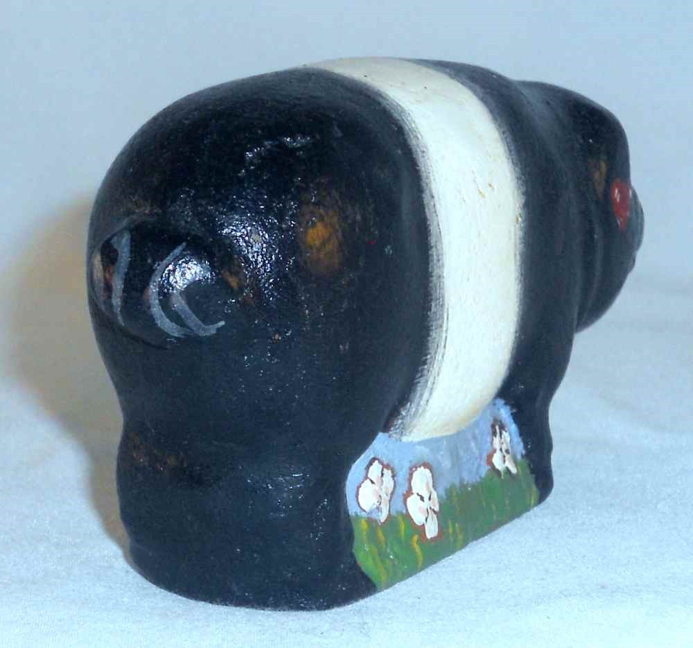 Late 1900s Polychrome Painted Composition Folk Art Pig Standing By J Dierwechter