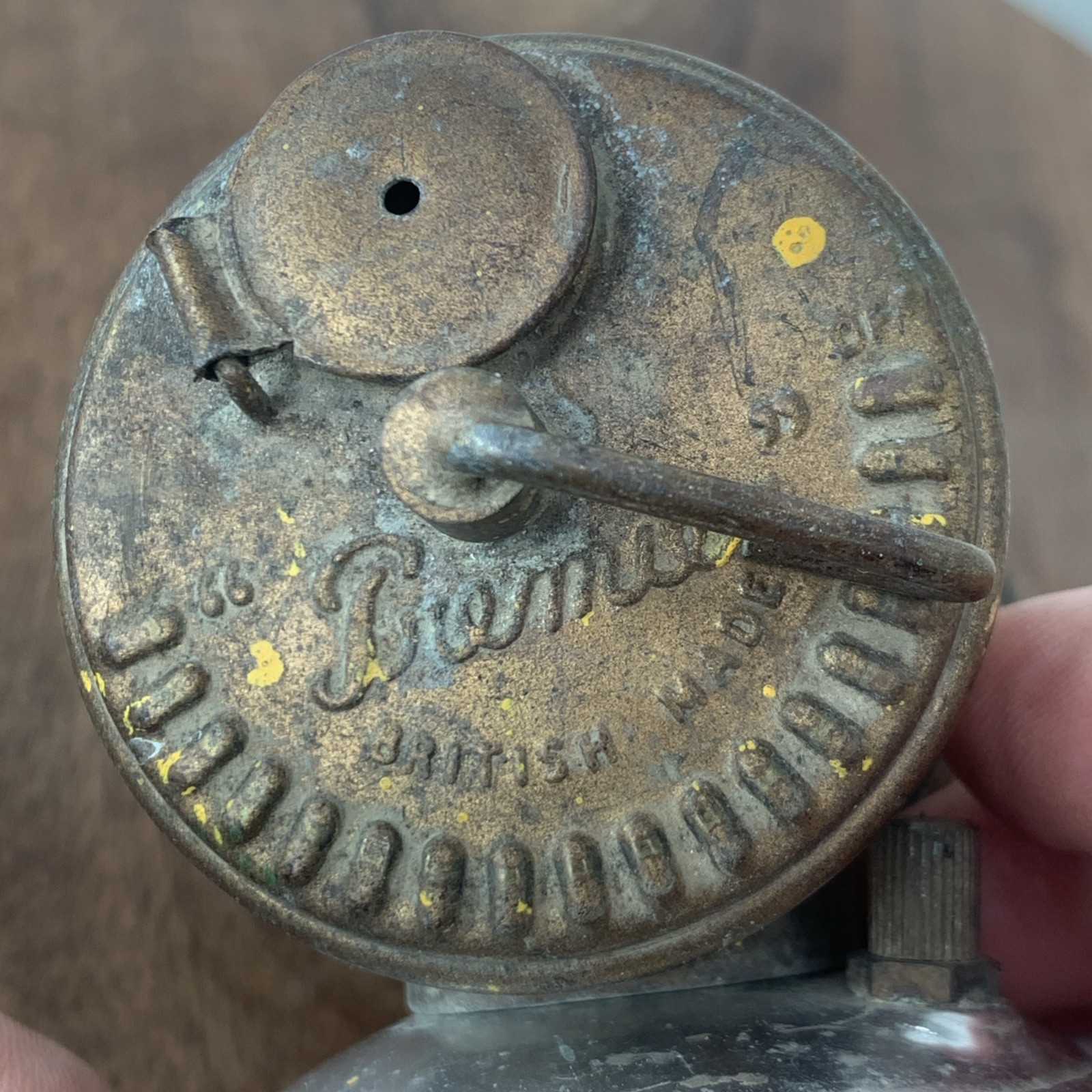 Vintage Brass Miners Carbide Hat Lamp by "Premier" Leeds England Large Reflector