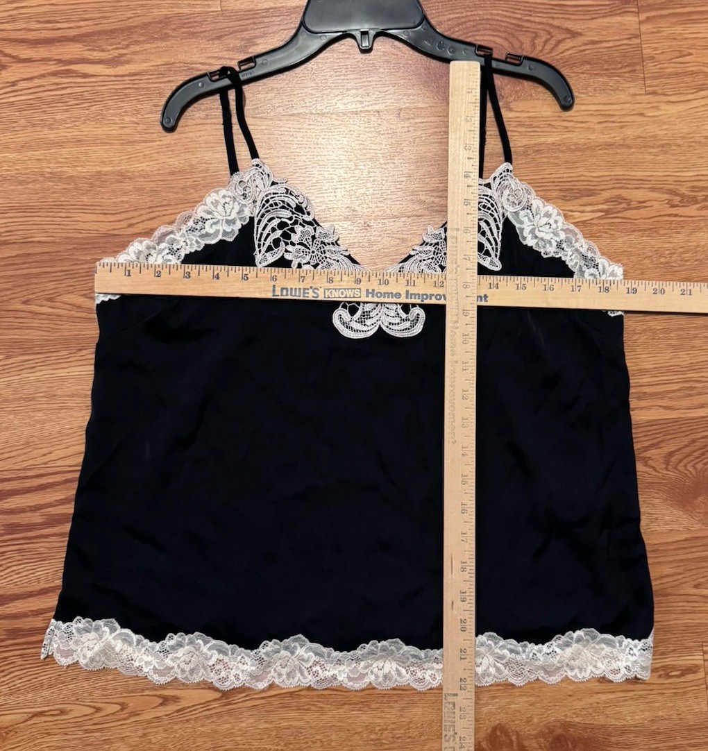 INC International Concepts Black Lace Trim Cami Top L Romantic Festival Fairy*
