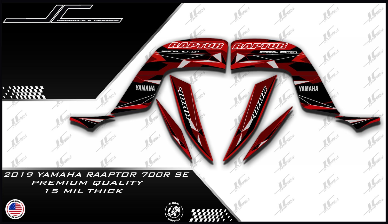 2019 YAMAHA RAPTOR 700R SE full graphics kit  THICK AND HIGH  GLOSS