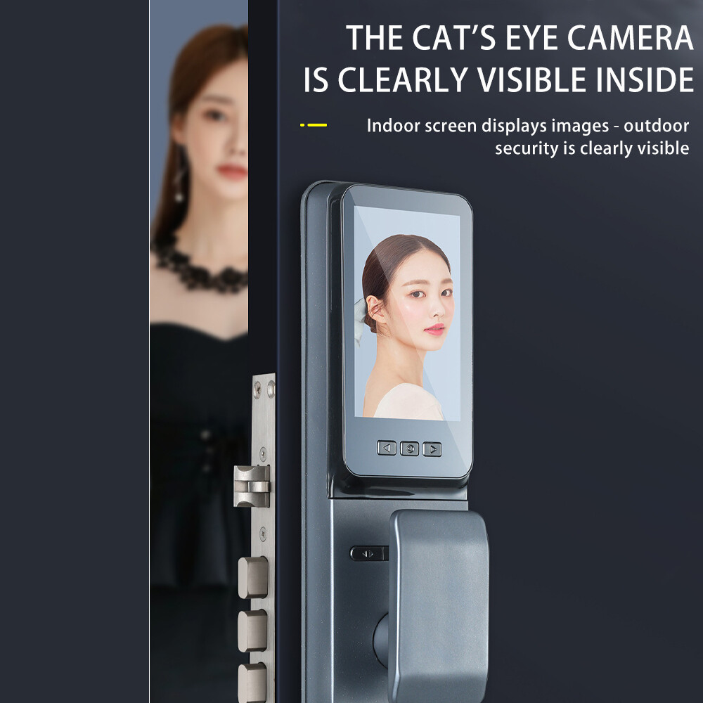3D Face Recognition Fingerprint Password Smart Door Lock with Camera Security