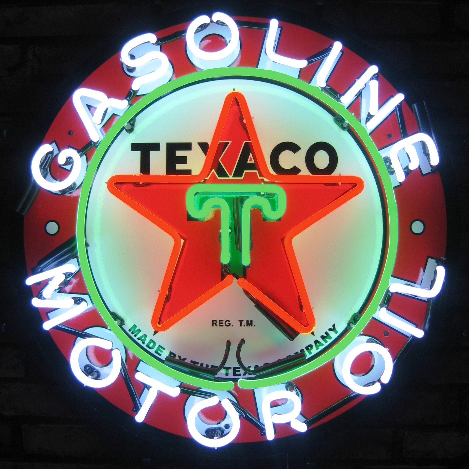 Texaco Star Motor Oil Neon Sign Texacomen Cleansystem3 gasoline gas station