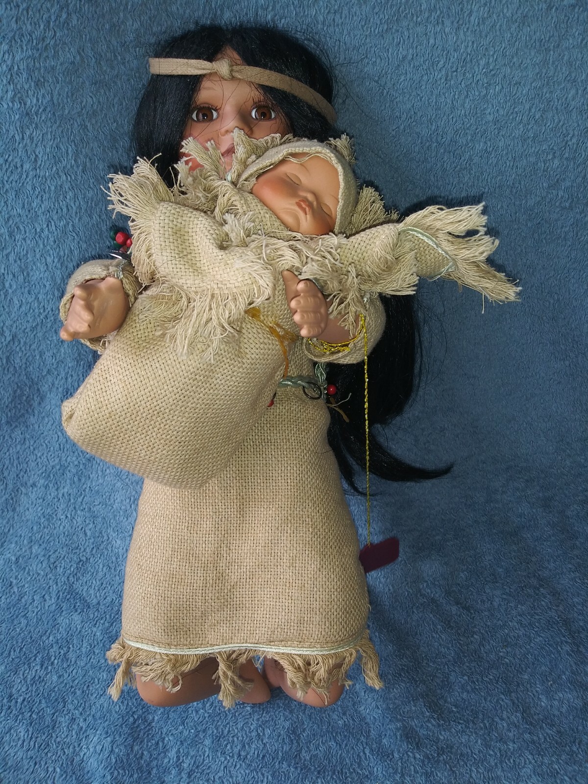 Vintage 1999 Accents And Ocassions Indian Woman With papoose Porcelain Doll