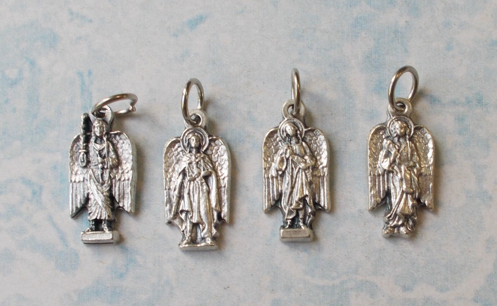 Lot 4 Archangel St Medals Michael Uriel Gabriel Raphael Silver Metal Saint Italy