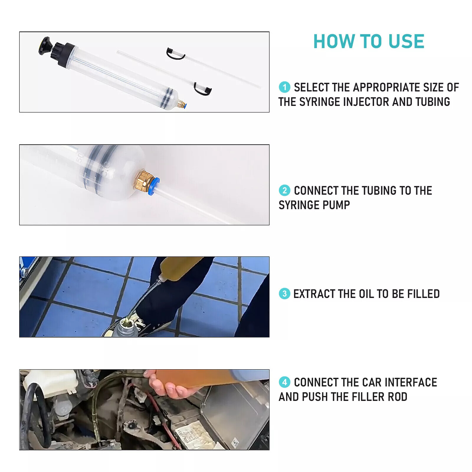 200cc/500cc Oil Suction Filler Fluid Transfer Syringe Gun Pump Extractor Tool