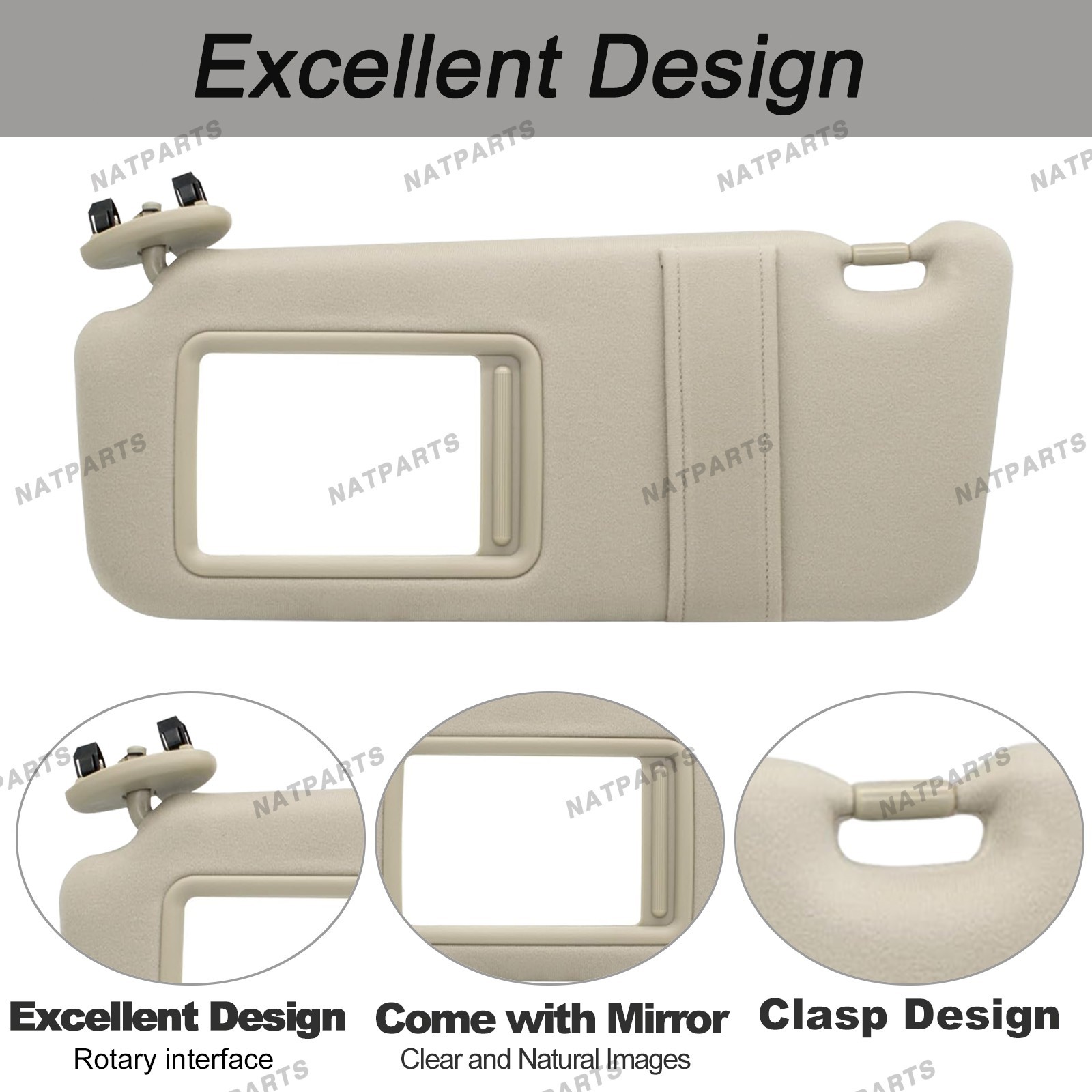 Left Driver Side Sun Visor W/O Lights for 2007-2011 Toyota Camry 74320-06780-E0