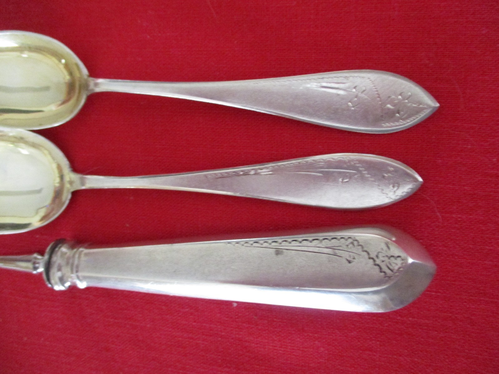 (13) Pc 800 Silver Pastry Set Flatware, 414 Grams, Etched Pattern