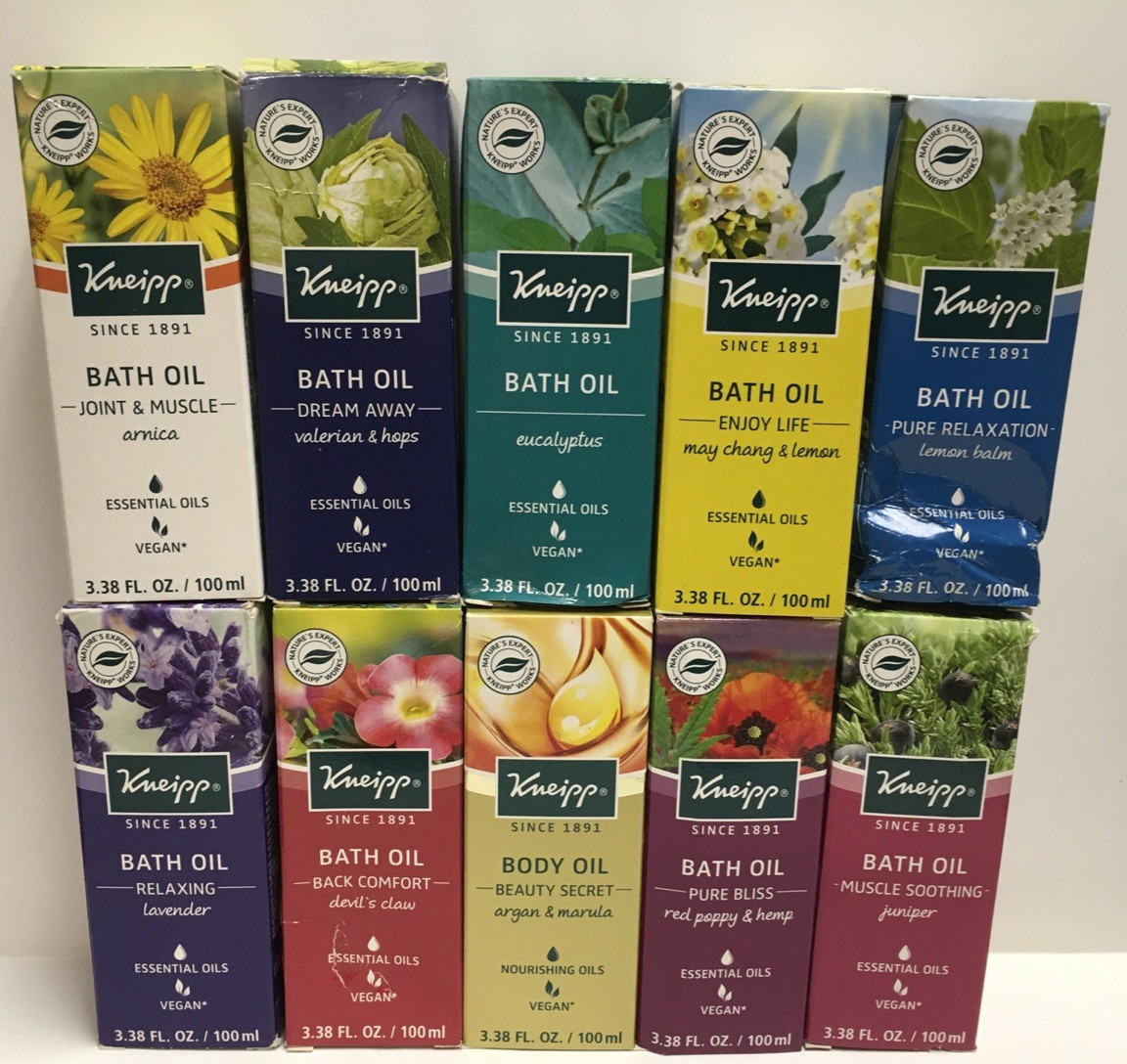 Kneipp Bath Oil assorted sold separate 3.38 Fl Oz,Vegan Germany (dented box) New