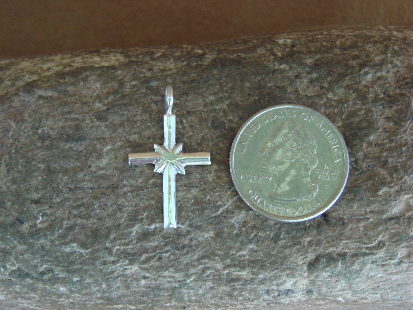 Small Navajo Jewelry Sterling Silver Cross Charm / Pendant by Lorraine Chee