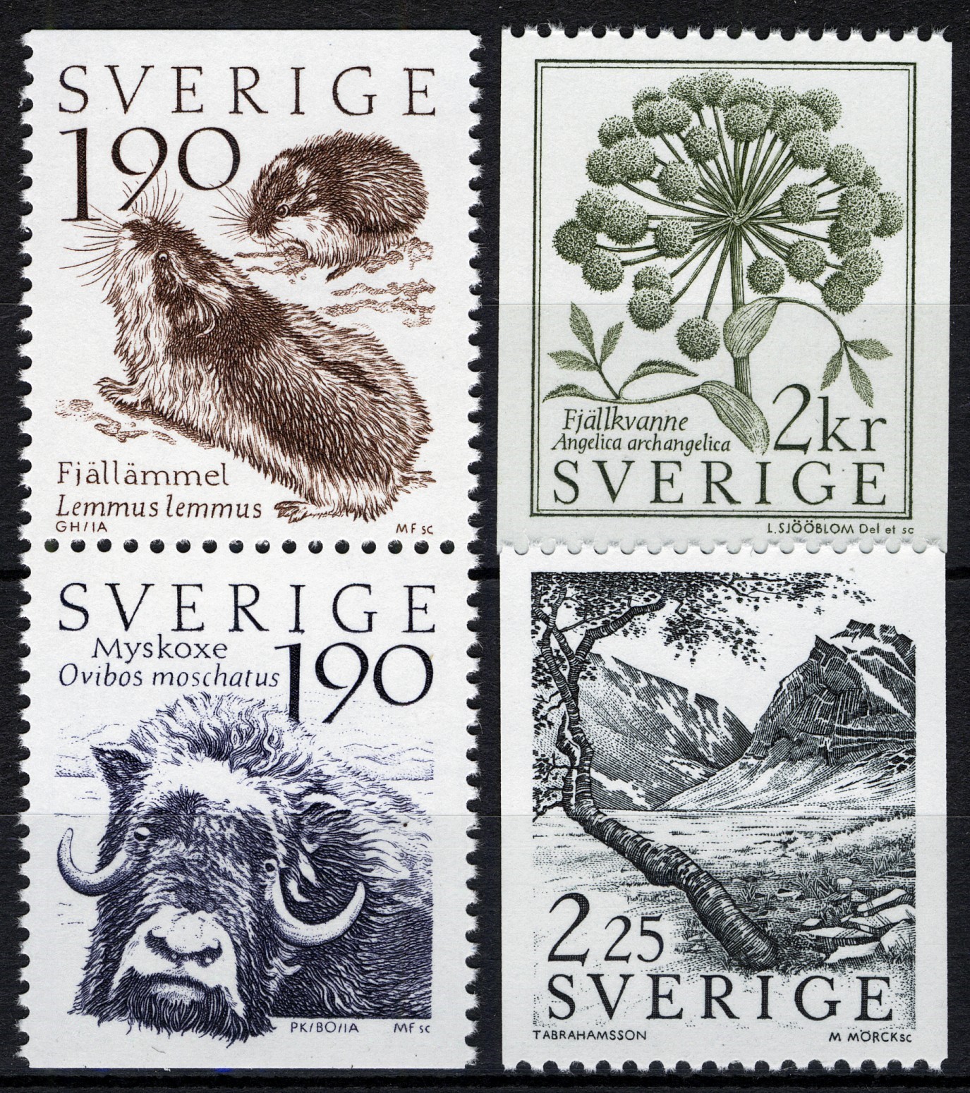Sweden 1984, Definitive Stamps: Nature - fauna and flora set MNH, Mi 1272-75