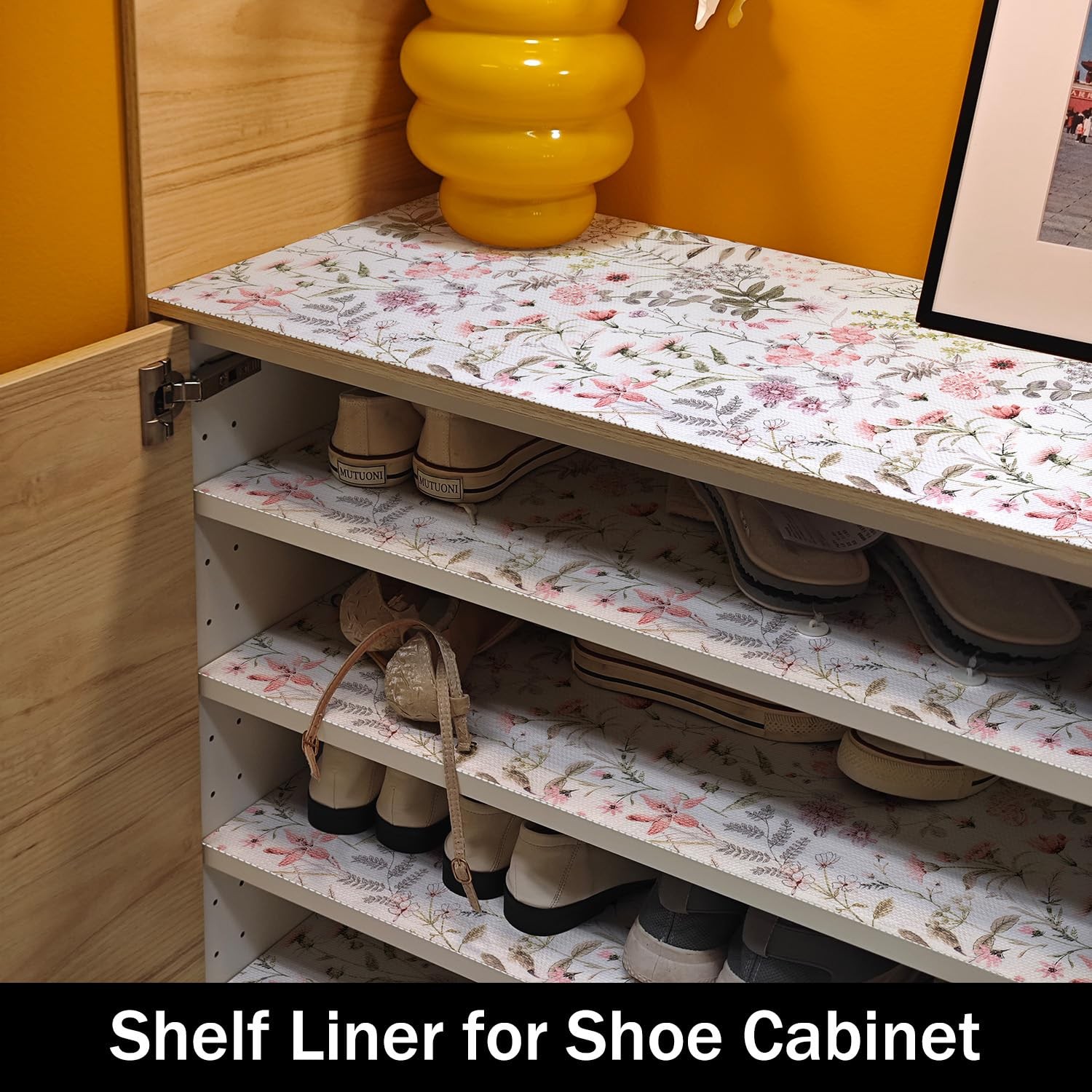 Leaf Floral Shelf Liners Non Adhesive and Strong Non-Slip Shelf and Drawer Li...