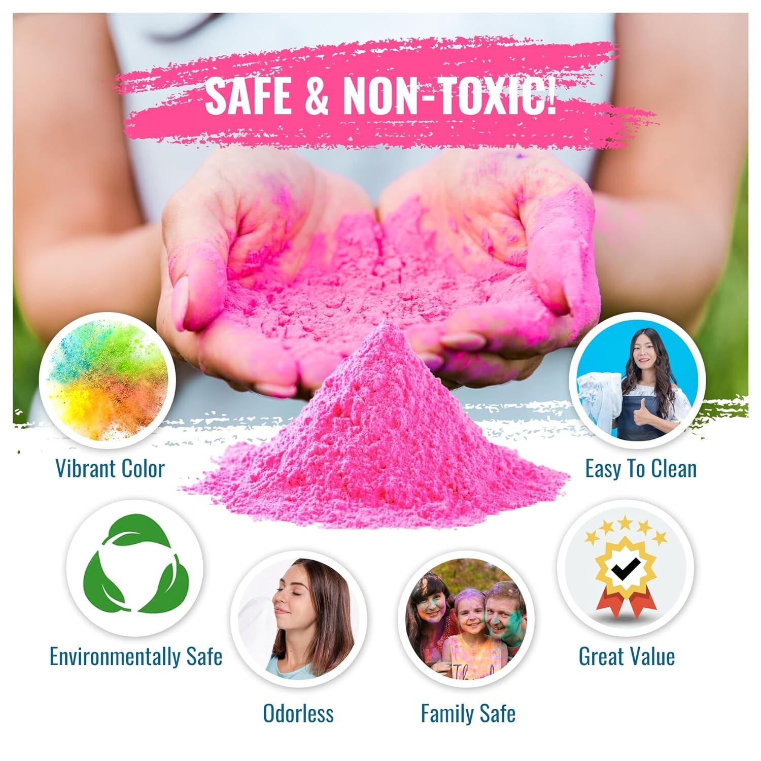 Color Blaze Color Powder Packets - 75 g Each - 25 Packs Pink Baby Gender Reveal