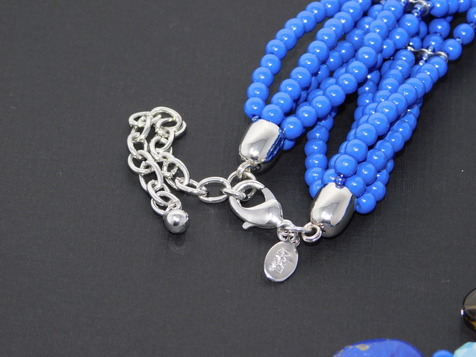 Vintage JOAN RIVERS Indigo Blue Starlet Floral Bead Statement Necklace