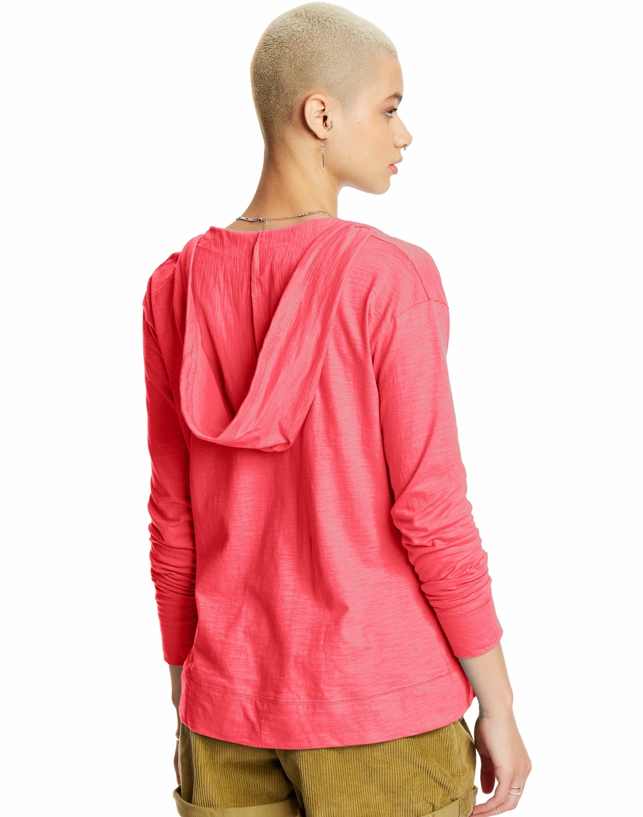 Hanes Women's Hoodie Lightweight Pockets Slub Jersey Full Zip Sweatshirt Casual