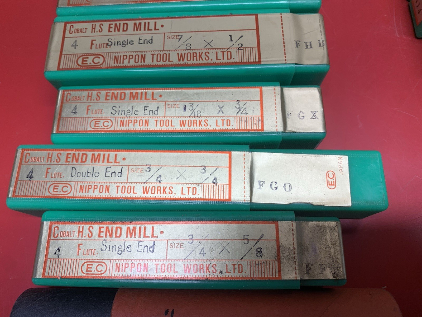 Lot of 23 2 & 4 Flute Cobalt End Mills 7/8" to 7/32" (NOS) Bridgeport Mill