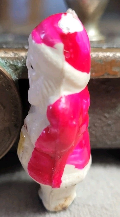 Vintage Celluloid Puffy Santa Claus No Loop Charm Prize Jewelry