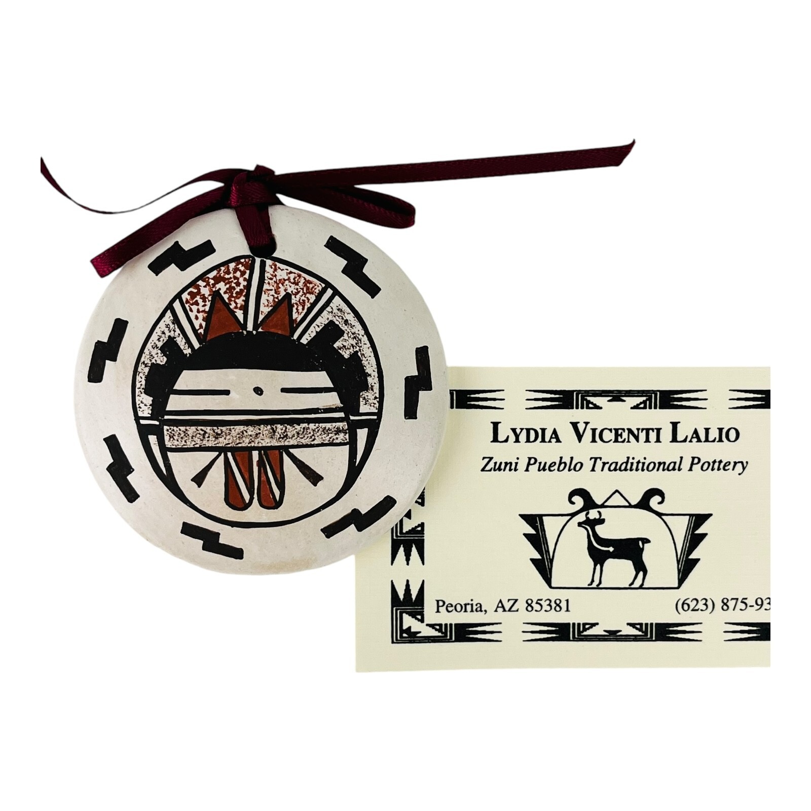 Signed Zuni Pottery Corn Maiden Kachina Christmas Ornament Lydia Vicenti Lalio