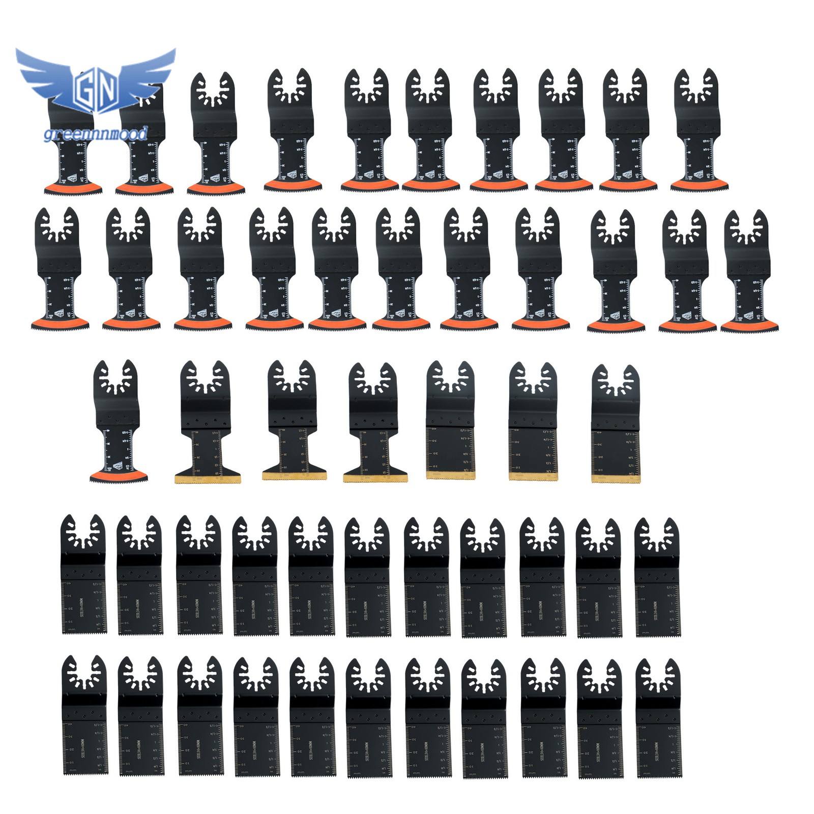 50Pack Titanium Oscillating & Curved Edge Oscillating Saw Blades for Metal Wood