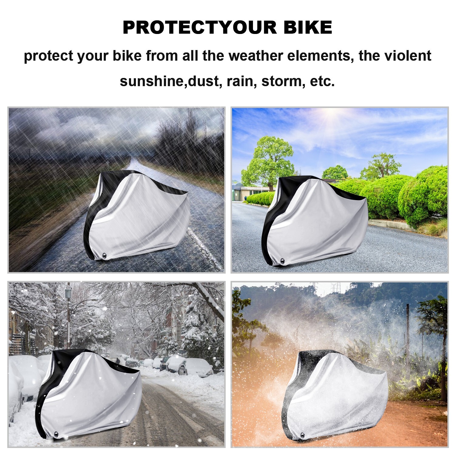 All-Weather Waterproof Outdoor Bike Cover for Rain, Sun, Snow, Dust Protection