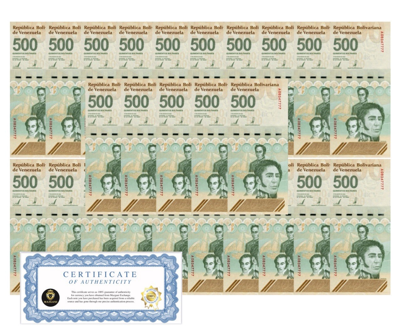 VENEZUELA 500 DIGITALES 2023 Qty 25 UNC 500 million bolivar soberano New USA