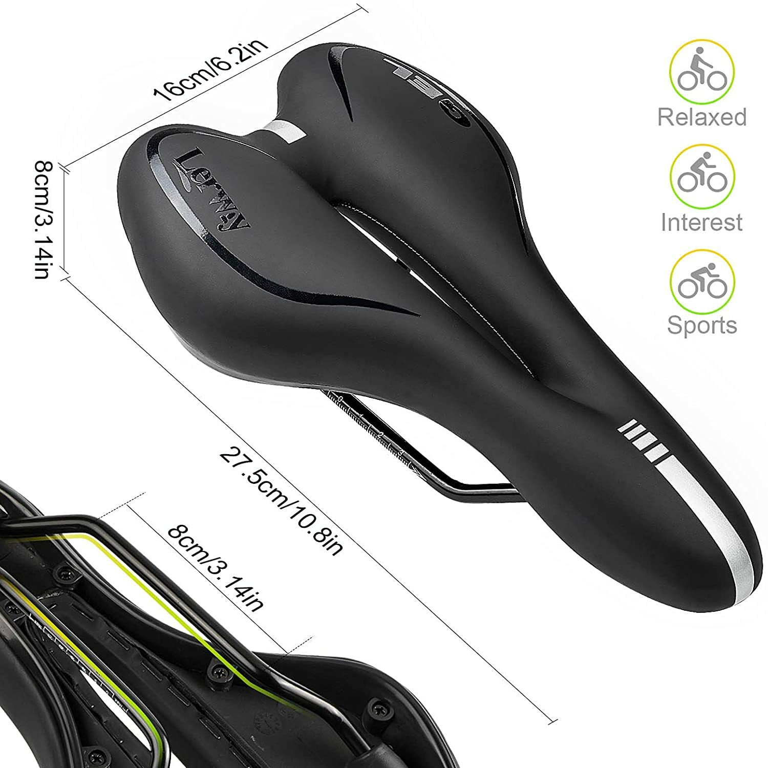 LERWAY Bike Seat Bicycle Saddle MTB Road Mountain Cycling Gel Comfort Rainproof