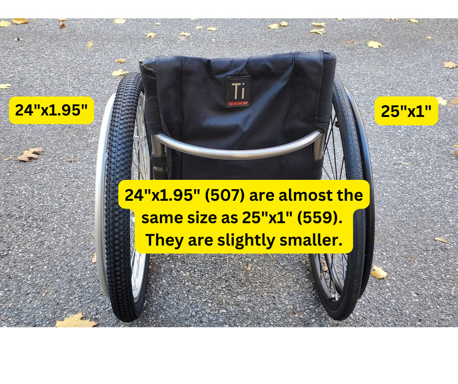 Pair of 24"x1.95" (507) Off-road Wheelchair Wheels with Axles (NEW)