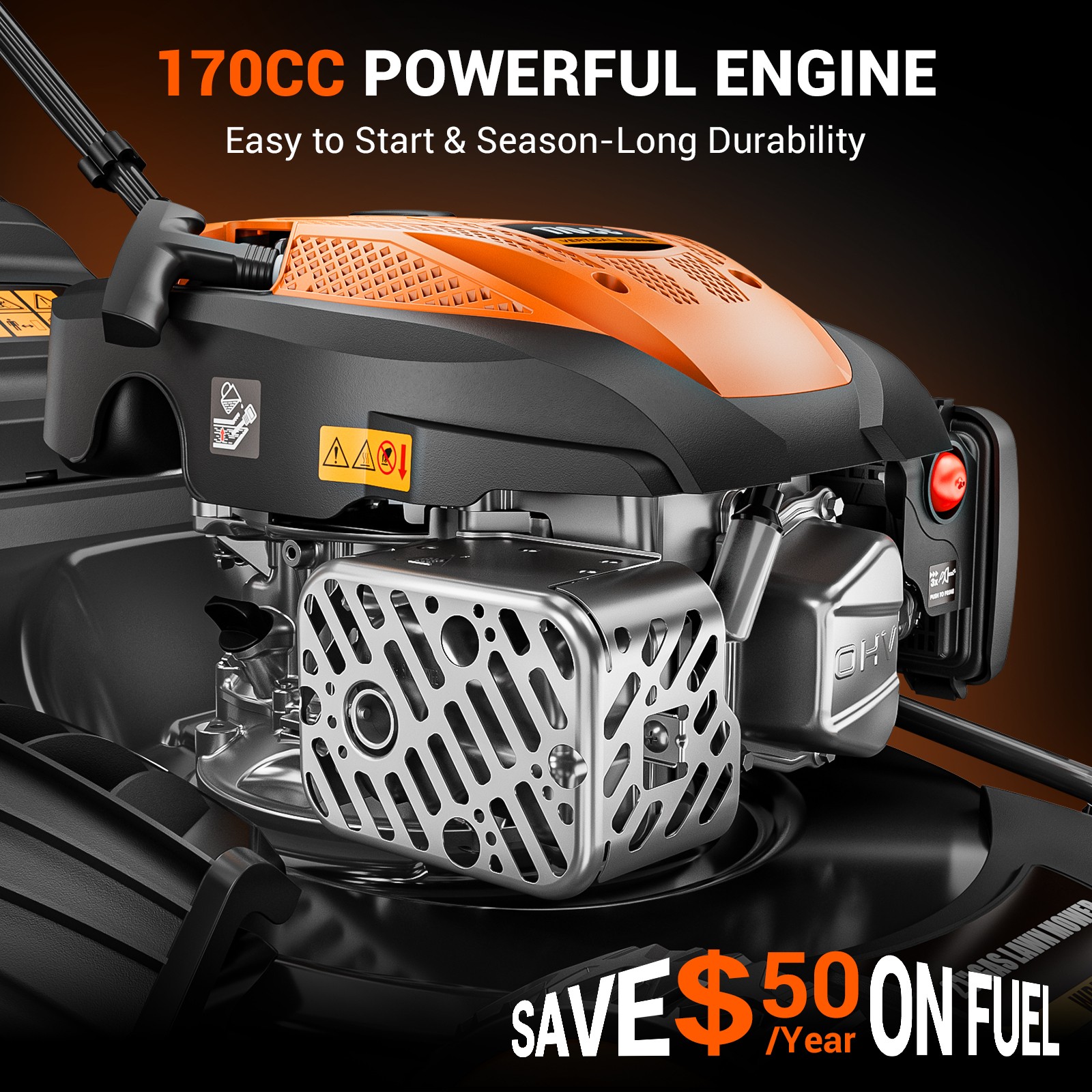 Mutaomay 21in Self Propelled Gas Lawn Mower 3-In-1,170cc , 7 Position Height New