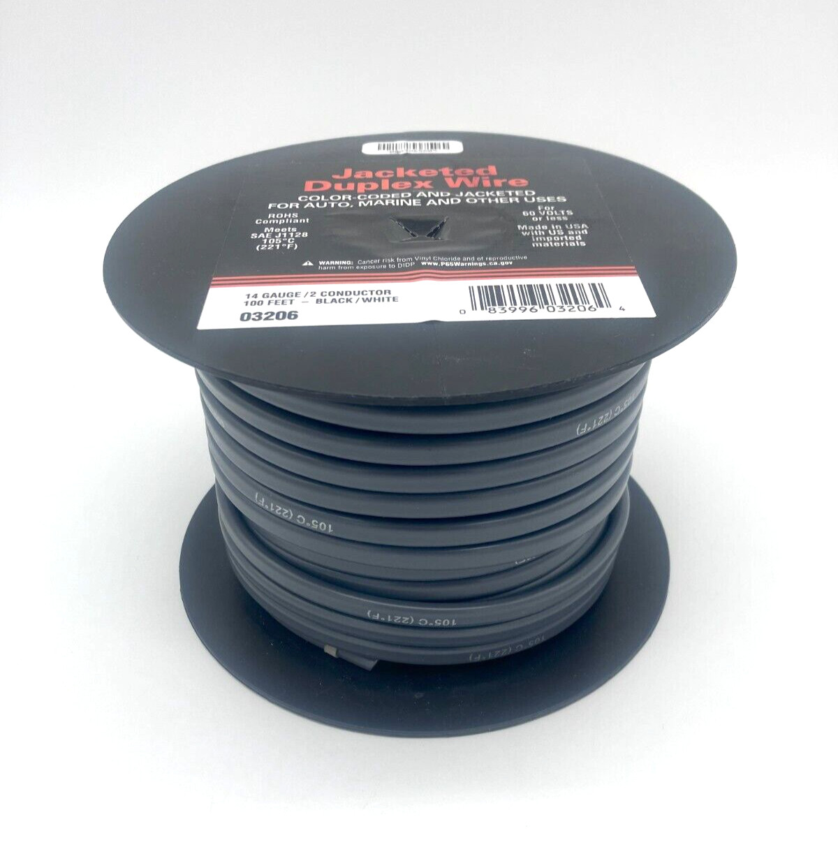100 FT Roll Trailer Light Brake Cable Wire Grey Jacketed 14-2 14 Gauge 2 Wire