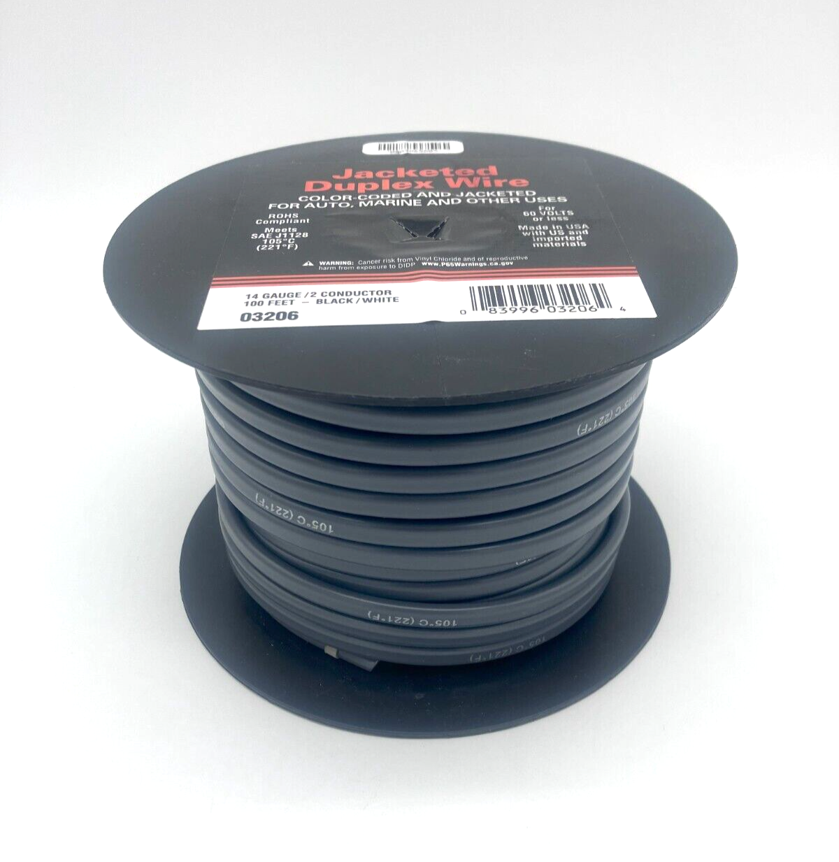 100 FT Roll Trailer Light Brake Cable Wire Grey Jacketed 14-2 14 Gauge 2 Wire