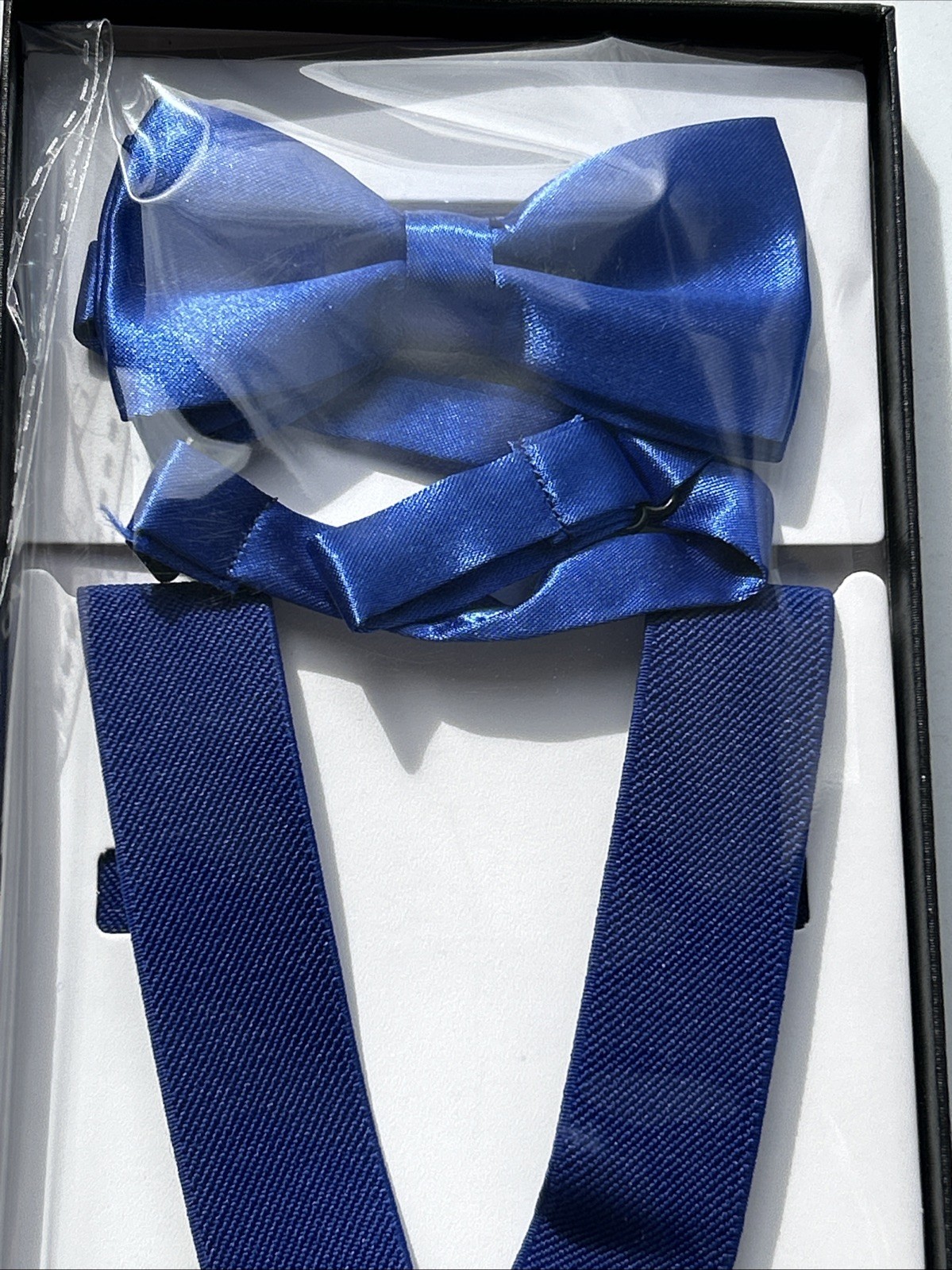 Boys Royal Blue Matching Bow Tie Suspender Set Kids Unisex Dress Up Wedding